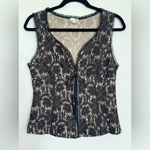 Vintage Anthropologie Odille Black Cream Corset Bustier Whimsigoth Feminine 10